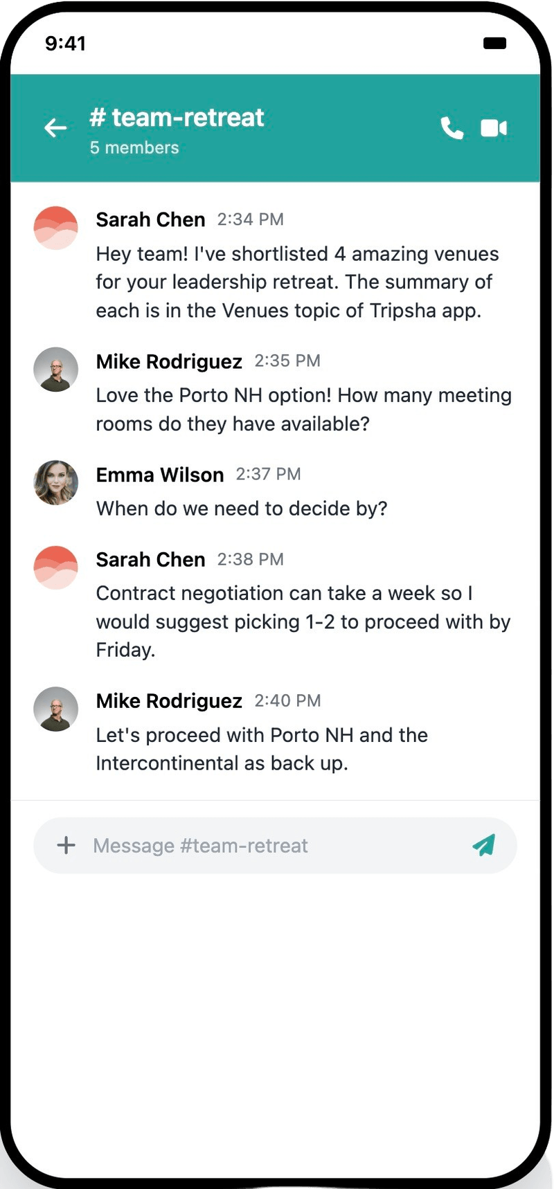 Tripsha planning collaboration in Slack