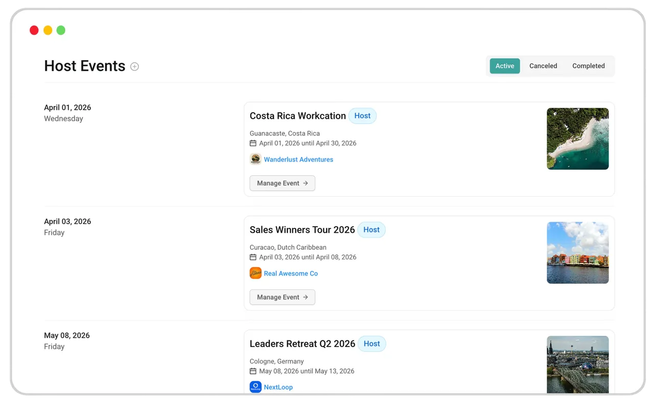 Tripsha multi-event dashboard